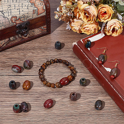 15Pcs Natural Indian Agate European Beads G-SP0001-46-1