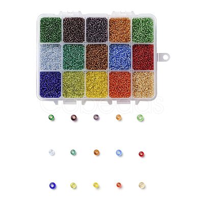 375G 15 Colors 12/0 Grade A Round Glass Seed Beads SEED-JP0011-15-2mm-1