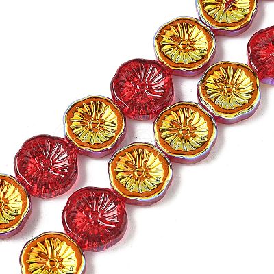 Half Electroplate Baking Paint Glass Beads Strands EGLA-K061-11A-AB02-1