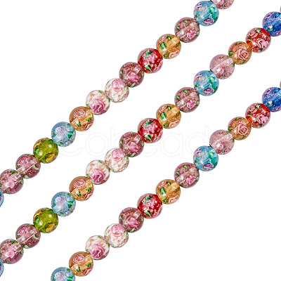 54Pcs 9 Colors Handmade Glod Sand Lampwork Beads Strands LAMP-TA0002-08-1