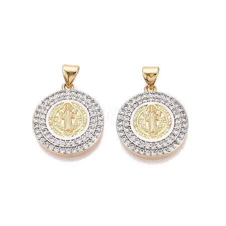 Religion Brass Micro Pave Clear Cubic Zirconia Pendants KK-N287-44GP-02-1
