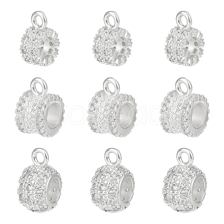 9Pcs 3 Styles Brass Brass Micro Pave Cubic Zirconia Tube Bails KK-PH0012-75-1