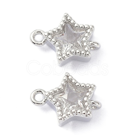 Eco-Friendly Brass Micro Pave Clear Cubic Zirconia Links Connectors ZIRC-C022-06P-1