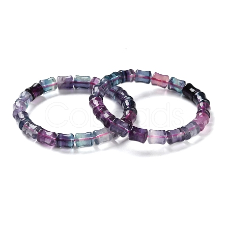 Natural Fluorite Beaded Stretch Bracelets for Women BJEW-C081-06-1