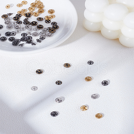 40 Sets 4 Colors Brass Snap Buttons FIND-LP0003-97-1