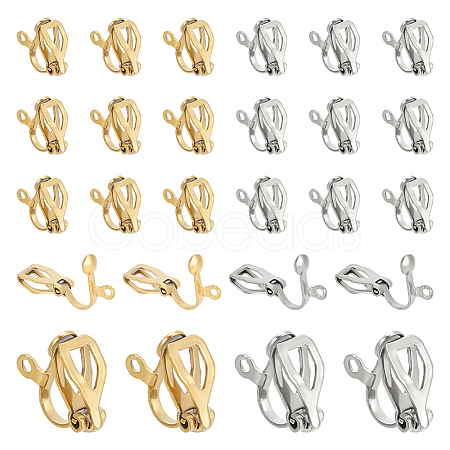 48Pcs 2 Colors 304 Stainless Steel Clip-on Earring Findings STAS-ME0001-65-1