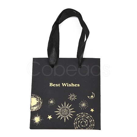Gold Stamping Planet Paper Tote Bags with Handles ABAG-T012-01-1