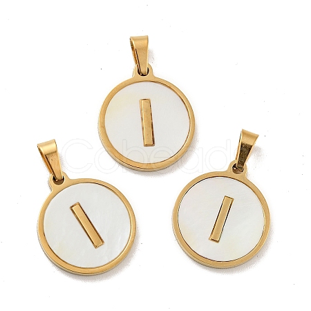 PVD Vacuum Plating 304 Stainless Steel with White Shell Pendants STAS-G268-01I-G-1