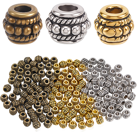 180Pcs 3 Styles Tibetan Alloy Beads TIBE-PA0001-01-1