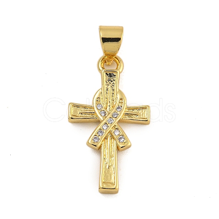 Rack Plating Brass Micro Pave Cubic Zirconia Pendants KK-C074-57G-03-1