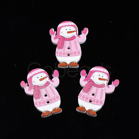 Christmas 2-Hole Spray Painted Maple Wooden Buttons WOOD-N005-46-1
