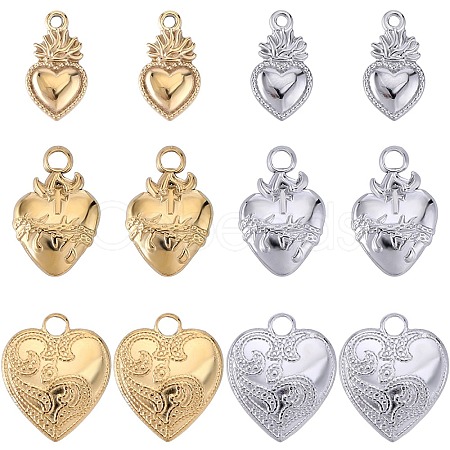 12Pcs 6 Styles Ion Plating(IP) 304 Stainless Steel Charms STAS-SC0008-82-1