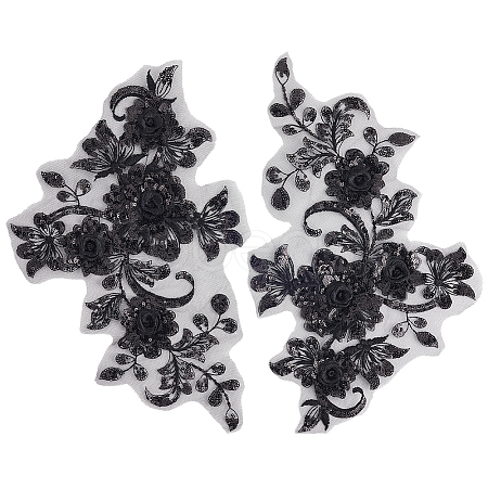 2Pcs Polyester Paillette Embroidered Cloth Sew on Patches PATC-CY0001-01A-1