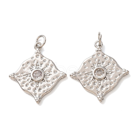 Brass Pave Clear Cubic Zirconia Pendants CU-CBA2907-11P-1