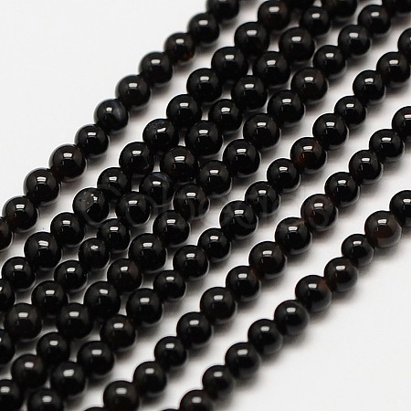 Natural Black Onyx Round Bead Strands X-G-A130-3mm-K04-1