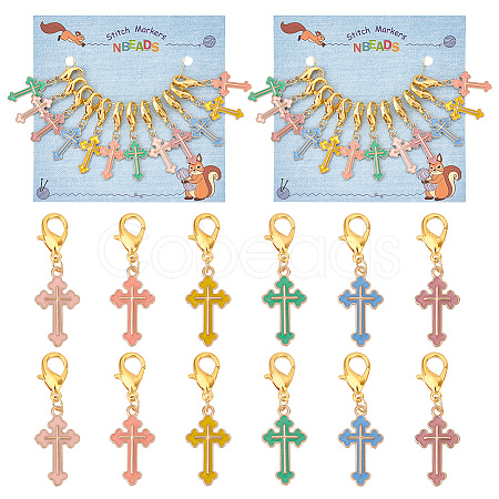 Alloy Enamel Pendant Locking Stitch Markers HJEW-AB00171-1