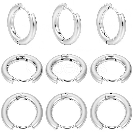 12 Pairs 304 Stainless Steel Huggie Hoop Earrings EJEW-SC0001-96S-1