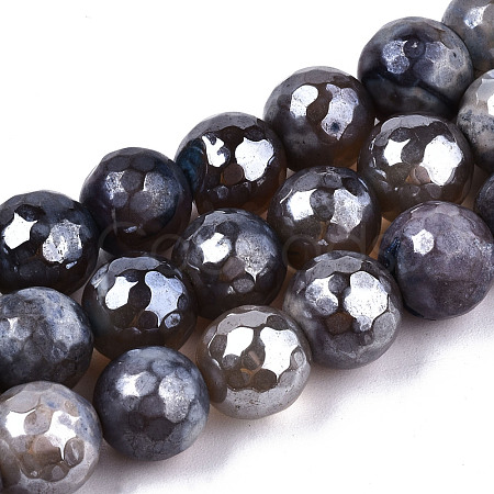 Electroplate Natural Agate Beads Strands G-T131-55-25-1