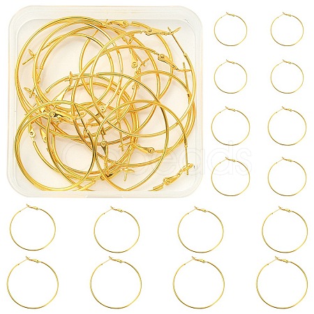 16Pcs 4 Size Brass Hoop Earring Findings KK-YW0001-95-1