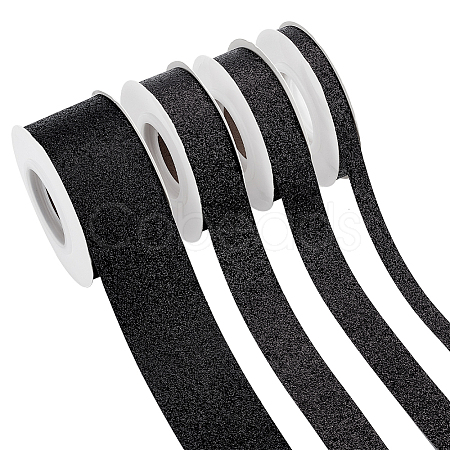 4 Rolls 4 Styles Sparkle Polyester Ribbons SRIB-PH0001-33-1