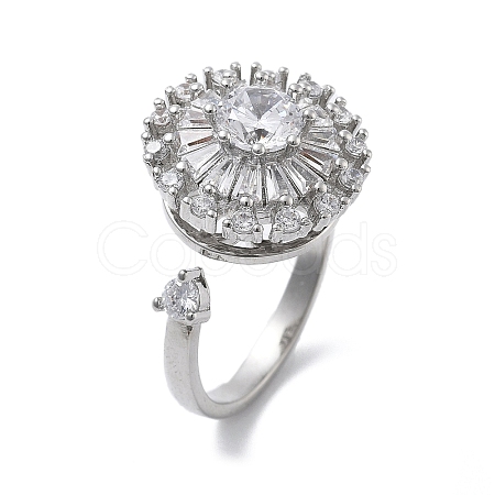 Flat Round Rotatable Open Cuff Rings for Women RJEW-S402-08P-1