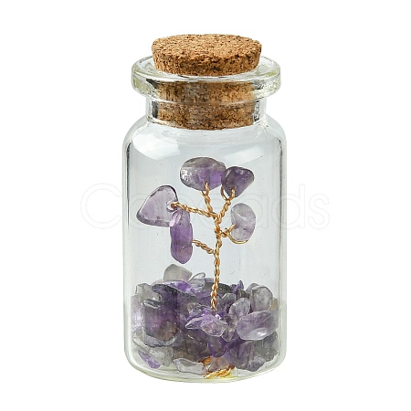 Transparent Glass Wishing Bottle Decoration AJEW-JD00011-03S-1