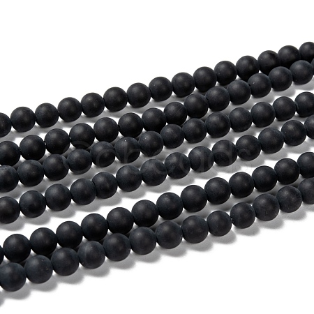 Dyed & Heated Natural Black Agate Bead Strands G-H056-6mm-1