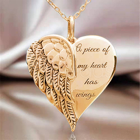 Heart Wing Alloy Pendant Necklaces WGFAB69-01-1
