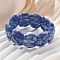 Handmade Lampwork Beaded Stretch Bracelets for Men Women, Oval, Royal Blue, 3/4~7/8x5/8 inch(1.95~2.1x1.65cm), Inner Diameter: 1-7/8~2-1/8 inch(4.8~5.5cm)