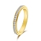 Rotatable Stainless Steel,  Rhinestone Finger Rings  for Women, Golden, US Size 6(16.5mm)