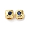 Brass Micro Pave Cubic Zirconia Beads, Square, Dark Blue, 4.5x4.5x4.5mm, Hole: 2mm