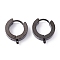 304 Stainless Steel Huggie Hoop Earrings Findings, with Vertical Loop, Ring, Electrophoresis Black, 15x13x4mm, Hole: 1.4mm, Pin: 1mm