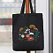 DIY Flower Pattern Tote Bag Embroidery Kit, including Embroidery Needles & Thread, Cotton Fabric, Plastic Embroidery Hoop, Black, 390x340mm