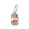 925 Sterling Silver Cubic Zirconia Charms, Colours, Rectangle, Light Salmon, 8x5x2mm, Hole: 5x3mm