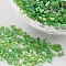 11/0 Two Cut Glass Seed Beads, Hexagon, Trans.Colours Rainbow, Green, Size: about 2.2mm in diameter, about 4500pcs/50g