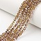 Electroplate Transparent Glass Beads Strands, Half Copper Plated, Faceted, Rondelle, Peru, 3.5x3mm, Hole: 0.4mm, about 113~118pcs/strand, 31~33cm