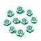 Handmade Polymer Clay Beads, Flower, Medium Sea Green, 7~10x7~11x3~5mm, Hole: 1.6mm