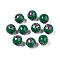 Opaque Printed Acrylic Beads, Round with Flower Pattern, Dark Green, 9x9.5mm, Hole: 1.8mm