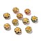 Alloy Rhinestone European Beads, Large Hole Beads, Golden Metal Color, Mixed Color, 11x6mm, Hole: 5mm