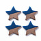 Opaque Resin & Walnut Wood Pendants, Two Tone, Star, Royal Blue, 26x28.5x3mm, Hole: 1.8mm