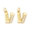 Rack Plating Eco-friendly Brass Micro Pave Clear Cubic Zirconia Charms, Long-Lasting Plated, Real 18K Gold Plated, Cadmium Free & Nickel Free & Lead Free, Letter.V, 13x10x2mm, Hole: 3.5mm