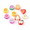 Mixed Fruit Theme Handmade Polymer Clay Beads, Mixed Color, 9~13x9~11x4~5mm, Hole: 1~2mm