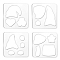 Acrylic Earring Handwork Template, Card Leather Cutting Stencils, Square, Clear, Fairy Pattern, 152x152x4mm, 4 styles, 1pc/style, 4pcs/set