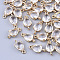 Transparent Glass Links connectors, for Jewelry DIY Craft Making, with Brass Findings, Faceted, Teardrop, Light Gold, Clear, 13x7x3.5mm, Hole: 1.2mm