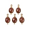 Synthetic Goldstone Faceted Pendans, Golden Plated Brass Oval Charms, 20.5x9.5x5.5mm, Hole: 1.7mm