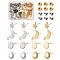 Yilisi 304 Stainless Steel Stud Earring Findings, with Ear Nuts, Mixed Shapes, Golden & Stainless Steel Color, Stud Earring Findings: 16pairs/box, Ear Nuts: 2 colors, 20pcs/color, 40pcs