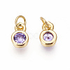 Brass with Single Cubic Zirconia Charms ZIRC-F095-03G-05-2