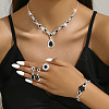 Fashionable Brass Rhinestone Bracelets & Earrings & Necklaces & Rings Sets FS-WG0E119-03-2