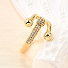 Brass Micro Pave Cubic Zirconia Cuff Rings LS-RJEW-D308-03G-D-2