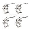 SHEGRACE Brass Micro Pave Clear Cubic Zirconia Stud Earring XGRQ4N558-729P-1